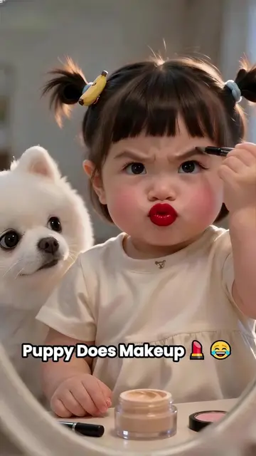 Puppy does makeup 😂