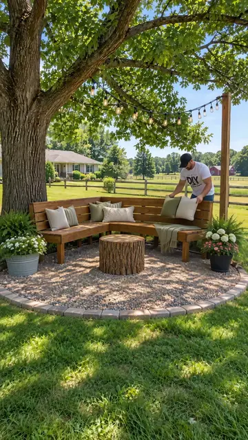 I Turned the Empty Space Under This Tree Into a Cozy Backyard Retreat 🌳 Amazon DIY Backyard ideas…