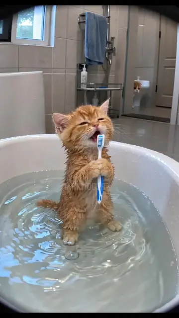 Mom said "wash up properly." The kitten heard "showtime." 😂